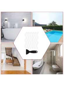 24 件防滑淋浴贴纸 24 件浴缸条粘性贴花带优质刮刀适用于浴缸淋浴楼梯房间装饰家居装饰墙面装饰墙贴 - 彩色 - 查看 6