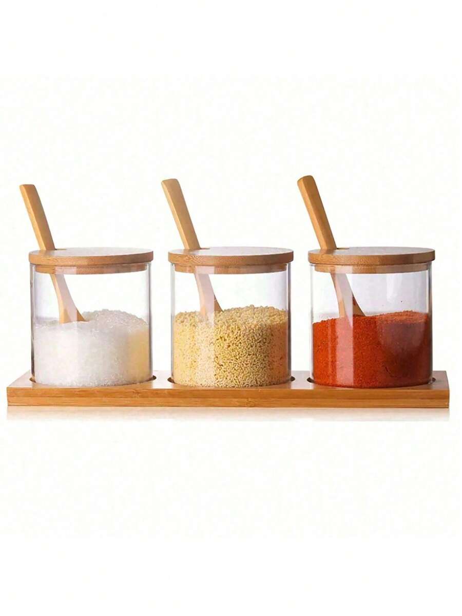 1个玻璃调味罐加厚防潮香料容器厨房盐/糖/味精瓶 - 彩色 - 查看 1