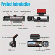 Dash Camera Front And Inside With 32G SD Card, 3.16inch Dash Cam 1080P, G Sensor HD Night Vision Loop Recording Wide Angle Car DVR - Có thẻ nhớ - 32GB - Xem 4