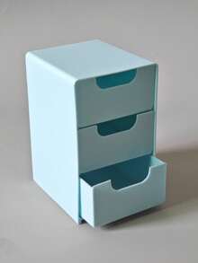 1 pieza Caja de almacenamiento de escritorio pequeña, organizador de muebles para accesorios, cosméticos, joyería - Blanco - Ver 8