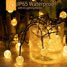 Solar String Lights Outdoor , 20/50/100 LED Bubble Crystal Ball, Fairy Lamp Lights With 8 Lighting Modes, Outdoor Garden IP65 Waterproof , Solar String Lights For Garden Tree Patio Wedding Party Holiday Christmas Decoration