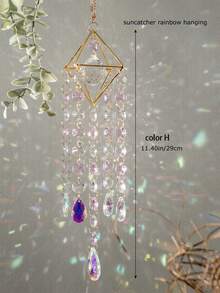 1 个带彩虹制作器的太阳捕捉棱镜，天然紫水晶汽车后视镜，能量石祝福挂饰，水晶捕梦网精美挂饰，植物防鸟挂饰，户外庭院装饰，客厅装饰节日礼物