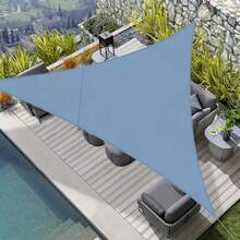 Vela Ombreggiante Triangolare 5x5x7m, 160 g/m² PES Tenda a Vela per Esterno Impermeabile,Protezione UV 95%,Per Esterno, Giardino, Terrazzo e Patio - Blu cielo