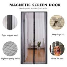 New Magnetic Fly Screen Door Curtain, Full Magnetic Strip, Self-Adhesive, Suitable For Living Room, Bedroom, Prevents Mosquitoes, No Drill Required, Curtain Divider, Summer