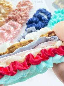 50pcs/Set Solid Color Scrunchies For Women, Simple Elegant Casual Cute Polyester Fabric Ruched Hair Ties, Popular Net Celebrity Item, Suitable For Daily Commute Outfit Matching, Won't Damage Or Pull Hair, For Ponytail, Bun, Etc., Ponytail Holders, Hair Elastics, Hair Rope, Fall, Hair Bobbles