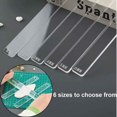 2pcs Ceramic Art Tools & Supplies - Transparent Acrylic Pottery Clay Rolling Pin Guide Set (Excluding Electric), Polymer Clay Thickness Ruler, Clay Board Roller And Handcraft Shaping Tools, Pottery And Sculpture Tool Kit