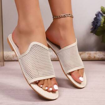 2025 New Fashion European & American Summer Breathable Mesh Comfortable Casual Vacation Versatile Women Slip-On Flat Sandals