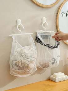 1 件壁挂式网状挂袋透气多用途收纳整理器适用于浴室、洗衣房 - 节省空间的现代设计，可用于化妆品和衣物晾干 - 彩色 - 查看 2