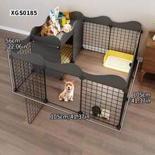 Indoor Small Dog Fence With Toilet Area, Pet Gate For Home, Escape-Proof Dog Playpen Crate