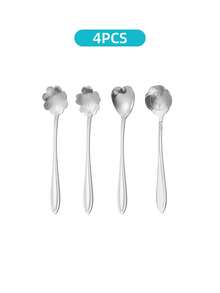 4/8pcs Small Flower Teaspoon Set, Coffee Spoon, Cute Ice Cream Dessert Spoon, Stainless Steel Cutlery Set, 12.3cm (4.84in) And 17.5cm (6.89in), Suitable For Wedding Party, Wedding Anniversary, Music Festival, Anniversary, Mother's Day Gift, Baking Party, Dessert Party. - Multicolor - View 12