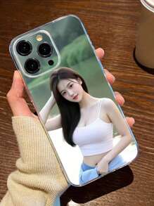 1 pieza Funda suave transparente personalizable de cobertura completa anticaídas de alta definición, adecuada para personalizar fotos de pareja, familia, mascotas, viaje como regalo de cumpleaños, vacaciones