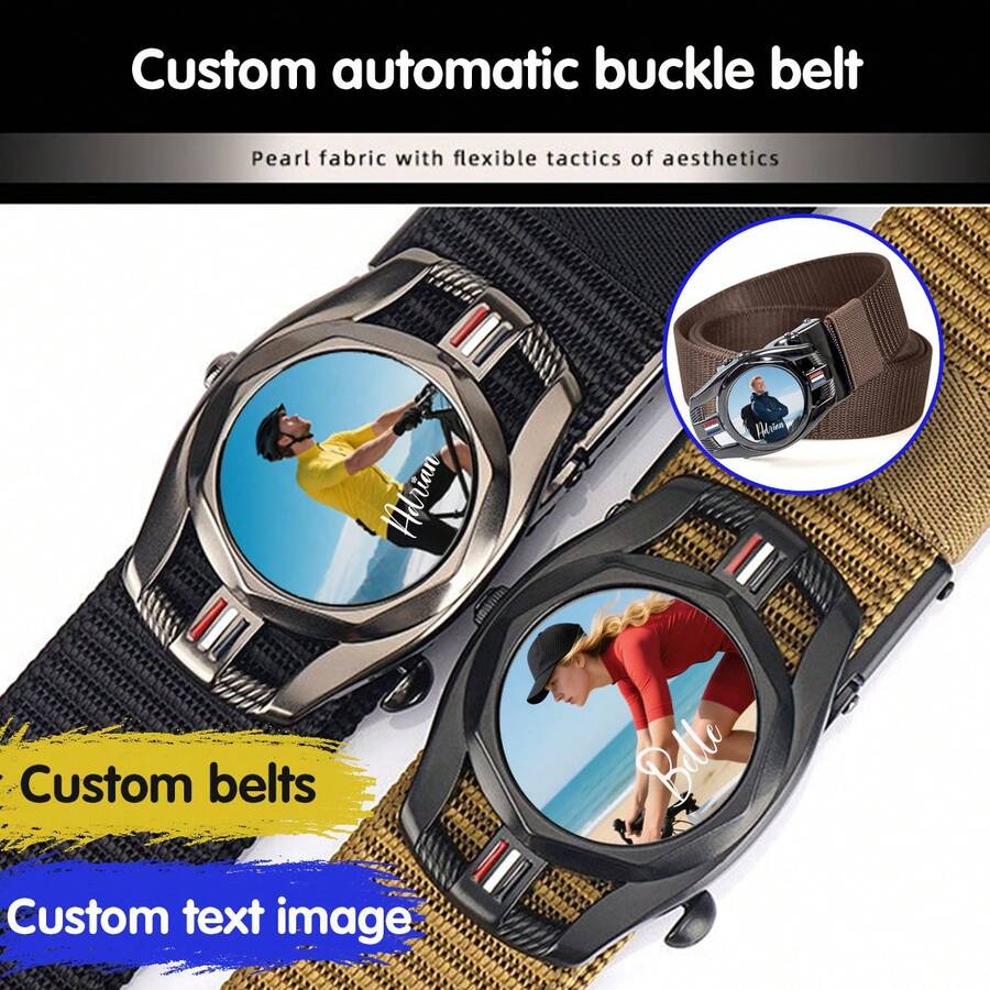 Customized Toothless Self-Buckle Nylon Sports Belt, PU Casual Belt, Strong And Stretch-Resistant, Personalized Pictures And Text, Gift For Outdoor Activity Travel Lovers, Anniversary Gift For Husband, Father's Day Gift, Best Man Gift, Anniversary Gift For Your Engaged Partner