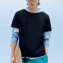 CAMEL CROWN Women's Knit Crew Neck T-Shirt, Spring/Summer Tee, Straight Cut, Regular Shoulder, Short Sleeve, Breathable, Versatile & Easy To Wear - Phantom Black - View 4