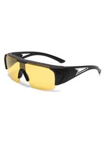 1 Pair Plus Size Men's Solid Color Sporty Clip-On Windproof Photochromic Unisex Fashion Glasses, Versatile For Daily Use Back To School Fashionable Preppy School Look