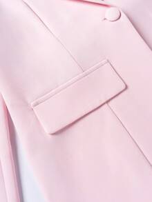 大码女式纯色翻领单扣长袖西装外套