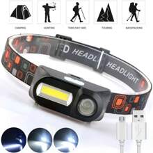 Wiederaufladbarer Hochleistungs-Stirnlampe für den Außenbereich, langanhaltend LED-COB-Licht für Nachtläufe, Radfahren, Camping, Angeln, Inspektion und Notfälle. (Batterien nicht enthalten)