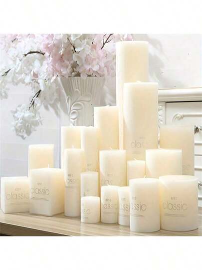 24/12/4/1pc Ivory White Large Cylindrical Candle - Smokeless, Odorless, Used For Emergency Lighting In Households Church, Prayer, Repentance Romantic Wedding And Home Decor 4 Size Options