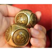 Kit With 2 Copper Spheres Chinese Health Relaxation Toy 6 Sided Stress Relief - Vàng - Xem 4