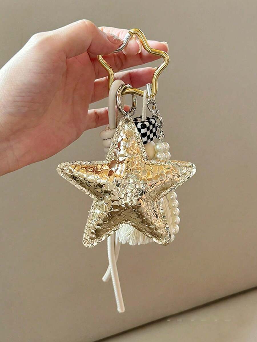 Blogger Shared Personalized Car Key Chain, DIY Creative Key Chain, Key Pendant, Heart Star Pendant, Backpack Pendant, Handmade Woven Keychain, Backpack Decoration - Multicolor - View 1