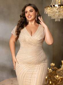 Faeriesty Đầm dạ hội đuôi cá sang trọng đính cườm và sequin lấp lánh - Hoàn hảo cho các buổi dạ tiệc, tiệc cưới, dạ hội và các sự kiện thảm đỏ. Thanh lịch - Rượu sâm banh - Xem 6