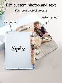 Image & Text Customized IPad Protective Case Compatible With IPad (A16) 11 Inch 11th Generation 2025, IPad 10th Generation, IPad Mini 4/5/6/7, IPad 10.9 Inch, IPad 9.7 Inch, Photo Customized Tri-Fold Transparent Pen Slot Tablet Case Compatible With Samsung Tab A7 Lite 8.7 Inch, Samsung Galaxy Tab A9 Plus 10.95 Inch, Built-In Pen Slot In The Shell, Supports Sleep Wake-Up