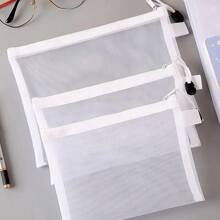 9pcs/Set A6/A5/A4 High Capacity Mesh File Organizer Bags - Transparent Pencil Case With Breathable Nylon Zipper Closure, Color Coded Storage Pouches, Suitable For Office, Travel And Home Organization, Durable Desktop Paper Storage Solution,Pencil Pouch,School Bag,School Supplies,Back To School