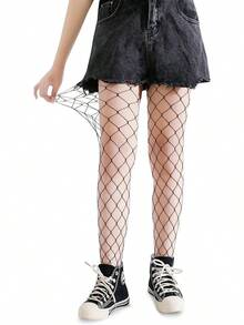 Pareberry Girl's Wide Fishnet Stockings Children's High Waist Mesh Tights For Age 5-14