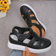 Summer New Thick-Soled Sandals Closed-Toe Hollow Breathable Women's Sandals Export Large Size Platform Thick-Soled  Sandals - 白色 - 查看 4