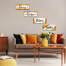 4 件枫叶“呼吸放松放松浸泡”秋季浴室装饰搭接墙饰套装 8*4 英寸乡村丰收节家庭房间装饰感恩节家庭聚会装饰餐厅厨房壁炉装饰秋季装饰万圣节秋季装饰