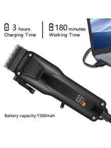 Men's Clippers Set, Digital Display Cordless Hair Trimmer With USB Interface, ABS Body, Rechargeable Lithium Battery, Professional Haircutting Kit For Grooming, Ideal Gift For Father, Holiday Present,Battery Capacity: 1500mAh+600mAh