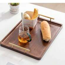1 件复古奢华竹茶盘，新中式长方形竹制商用茶盘甜点/烧烤/餐盘带手柄