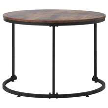 2er-Set runde Couchtische, Wohnzimmer Couchtisch, Beistelltisch zum Ineinanderstellen, 2 runde Beistelltische (Eiche)