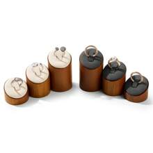 Oirlv 3 PiecesSolid Wood Bevel Ring Display Stand Retro Ring Display Stand Window Display Props Microfiber Ring Holder