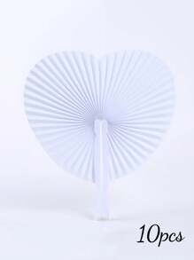 Personnalisation 1/10/15 pièces Éventails en papier blanc pliants à main ronds avec poignée en plastique. Éventails en papier pliants, accessoires manuels pour fête, mariage et décoration de maison