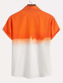 Áo sơ mi nam tay ngắn cổ bẻ in họa tiết ombre thường ngày thiết kế đa năng phù hợp mặc thường ngày và đi làm, áo sơ mi nam Trachten - trái cam - Xem 4