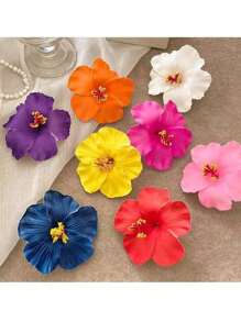 12PCS Hawaiian Flower Hair Clips, Plum Blossom Foam Hair Clips, Hawaiian Tropic Party Decorations, Beach Swimming Pool Holiday Clothes, Hawaiian Party Supplies, Bride Wedding.