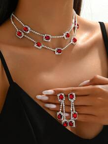 3 pièces Ensemble de bijoux élégant à motif floral pour femmes, comprenant un collier et des boucles d'oreilles. Parfait comme accessoire de mariée ou cadeau de Thanksgiving