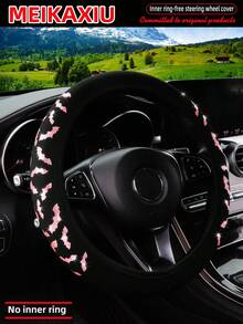 MEIKAXIU 1 件潜水料方向盘套，蝙蝠形，闪亮亮，可拉伸松紧带，防水防滑设计，适用于 14.5-15 英寸女式方向盘 - 蝙蝠 - 查看 2