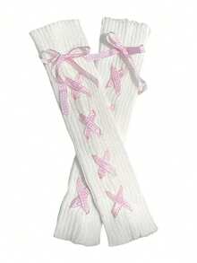 1 Pair Women's Fashion Jk Lolita Leg Warmers Cute Bowknot Leg Warmers Soft Warm Winter Cosplay Footless Long Boot Leg Warmers, Cozy - Multicolor - View 13