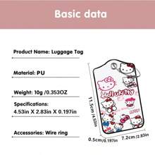 Sanrio Sanrio, Luggage Tag PU Leather Tag Suitcase Consignment Tag Hello Kitty Cat Travel Essentials Travel Accessories Vacation Summer Holiday Back To School Women Mini Travel Products