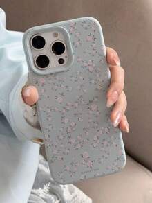 Pink Blue Flower Korean Chic Mini Floral Pattern Fashion Phone Case Compatible With Apple 16 Pro Max / 13 / 15 Pro / 14 / 12 / 11 Full Coverage Waterproof Shockproof Anti-Fall Scratch Resistant Spring Gift - Blue - View 2