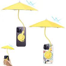 Magnetic Phone Umbrella For Sun Flexible Adjustable Umbrella HandleSun Protection For Mobile Phones Against Outdoor Bright Sunlight AntiGlare Watching Videos And Taking Photos Yellow - Yellow - View 2