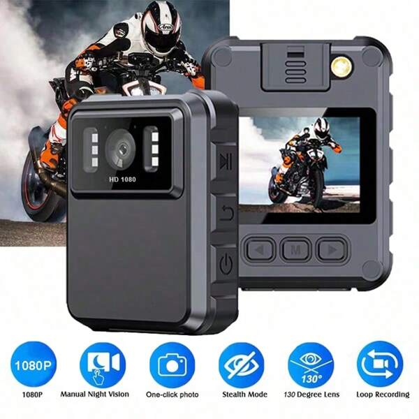 1 Peça Câmera Portátil Full HD com Suporte Fixo, Visão Noturna, Portátil e Vestível, Funcionamento de 7-8 Horas, Adequada para Uso Doméstico/Externo/Aplicação da Lei/Ciclismo