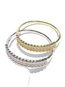 1 件时尚欧式不对称方晶锆石铜手镯，百搭高端，适合女士日常佩戴 - 時尚手鐲 - 查看 8