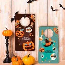 1 件和 2 件，木制万圣节装饰物，带有可爱的南瓜图案，适用于前门、卧室和浴室，易于悬挂的节日装饰