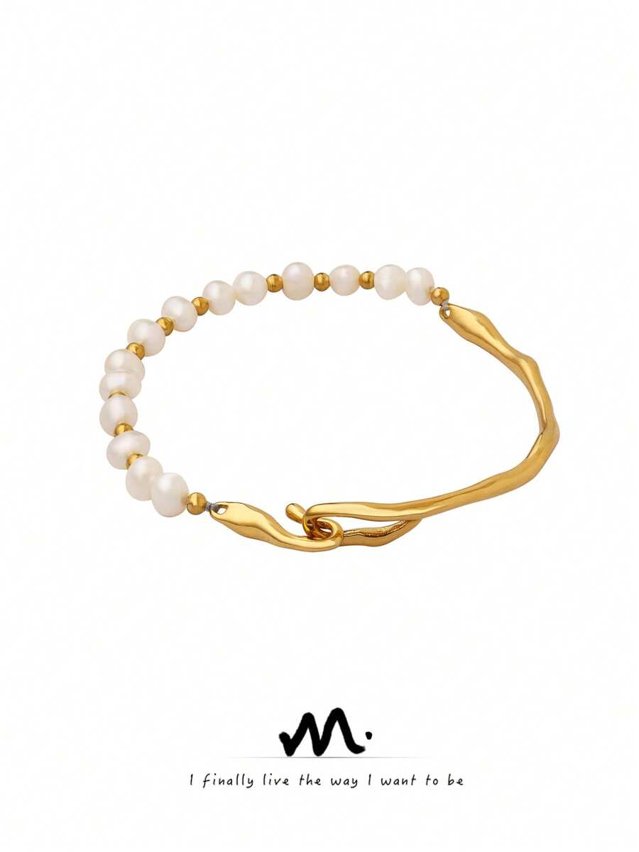 MiDuoDuo 1 件精美法式优雅方形吊坠项链，镶嵌养殖珍珠，是送给女士的时尚配饰礼物