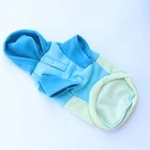 1pc 2025 New Patchwork Contrast Color Hoodie, Casual Pet Apparel For Small/Medium Dogs, Anti-Shedding, Suitable For Pets Like Poodle, Yorkie, Bichon Frise, Autumn/Winter - Baby Blue - View 8