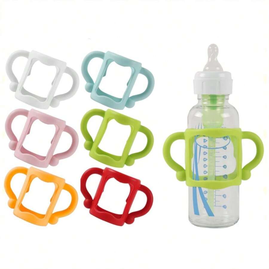 1 件婴儿硅胶奶瓶手柄，窄吸管奶瓶架，帮助宝宝抓握奶瓶，适合高度超过 7 厘米且宽度约为 5.5 厘米的奶瓶 - 彩色 - 查看 1
