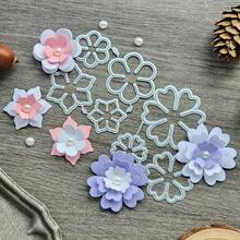 2 件套 3D 花卉花瓣金属切割模具，适用于 DIY 剪贴簿、卡片制作和纸制工艺品 - 高品质碳钢模板 - 銀色 - 查看 2