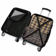 ABS Cabin Suitcase 55x40x20cm (40L) - Small Trolley Hand Luggage - 4 Double 360° Spinner Wheels - Hand Luggage | Heavy Duty | Durable | With Telescopic Handle | Ideal For Business Travel & Vacation | For Men & Women - Yellow/Navy/Black/Silver/Red/Pink/Rose Gold/Turquoise/Mint/Purple/Green - 綠色 - 查看 7